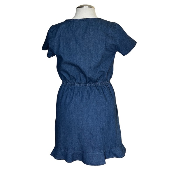 J. Crew Mercantile denim chambray short sleeve faux wrap dress with ruffle hem M - Picture 5 of 12
